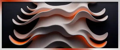 Abstract 3D Wavy Layers With Glowing Orange Accents