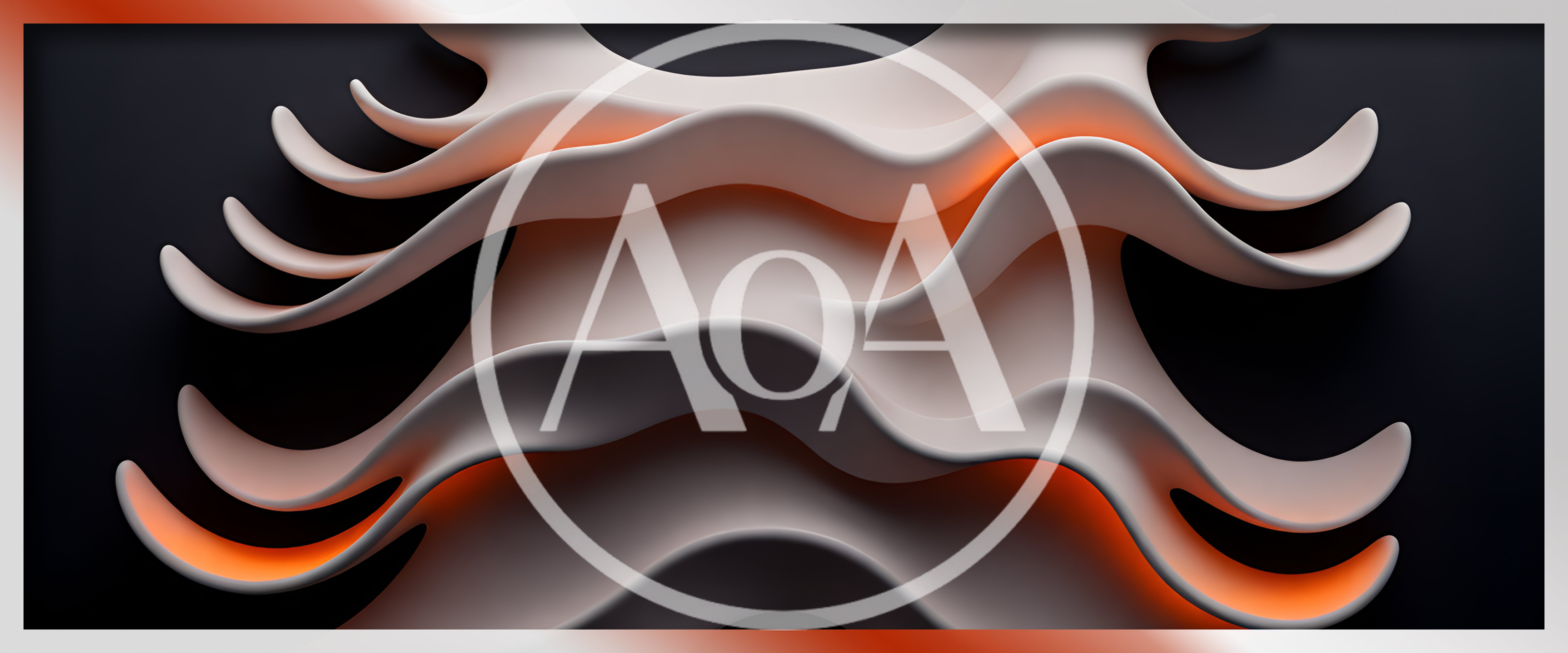 Abstract 3D Wavy Layers With Glowing Orange Accents