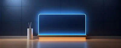 Modern Minimalist Interior With Glowing Neon Display