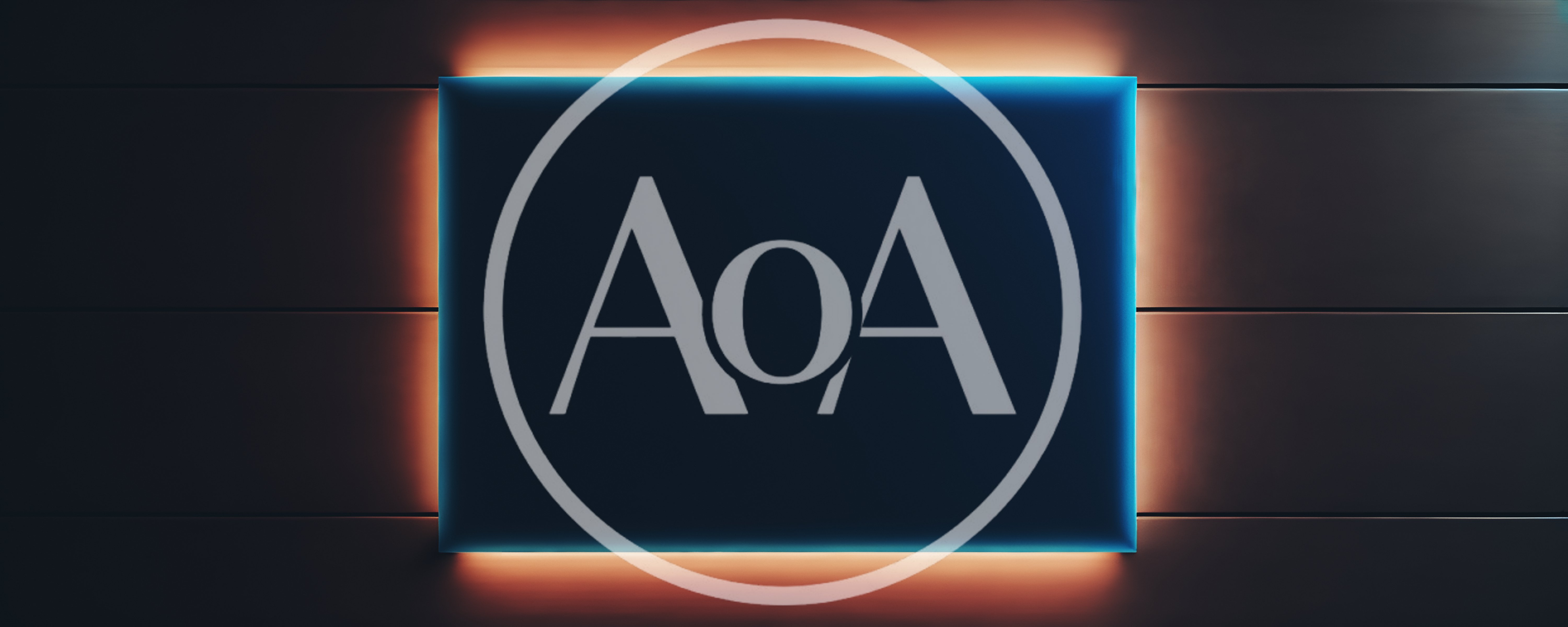 Rectangular Wall Panel With Glowing Blue And Orange Backlight