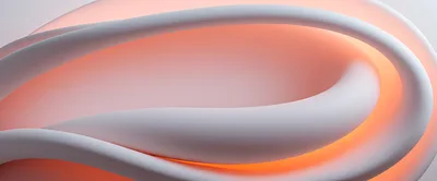 Abstract 3D White Curved Forms With Warm Orange Glow