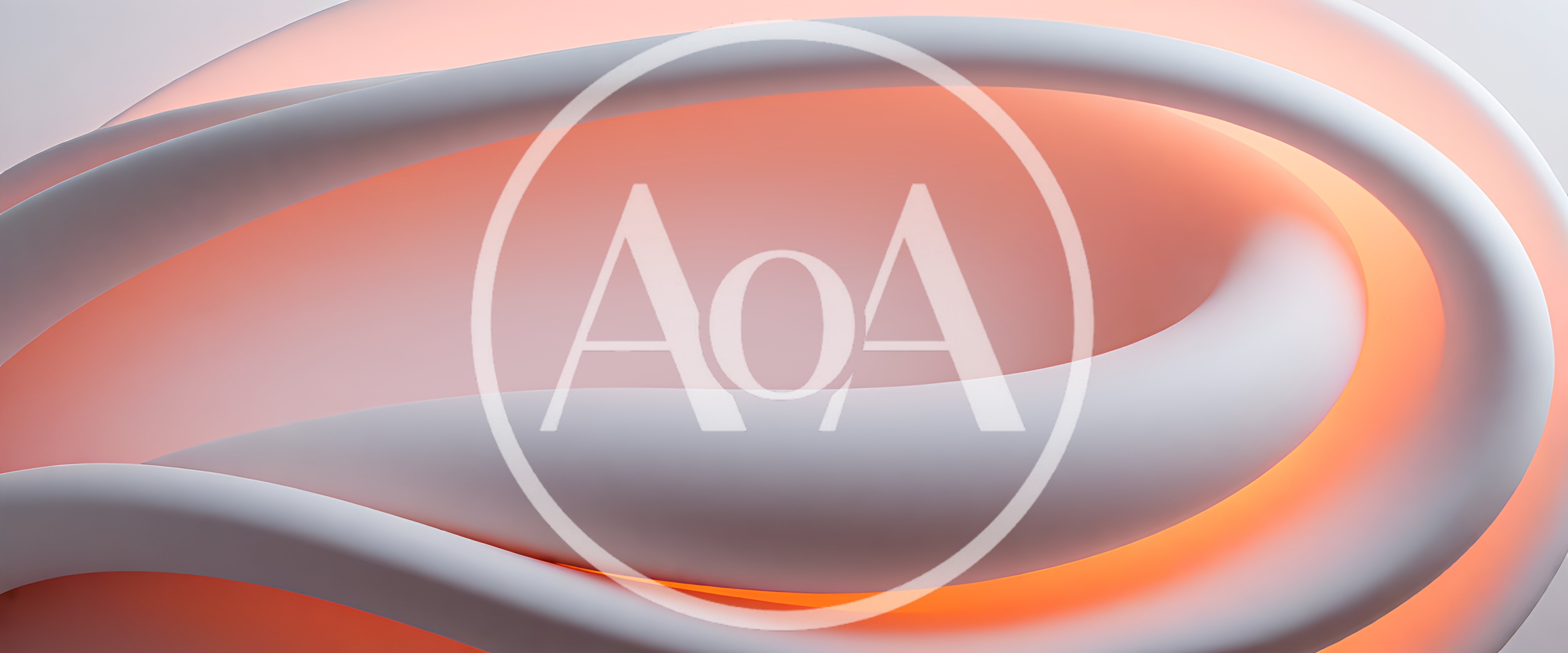 Abstract 3D White Curved Forms With Warm Orange Glow