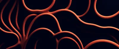 Abstract 3D Rendered Orange Wavy Organic Tubes