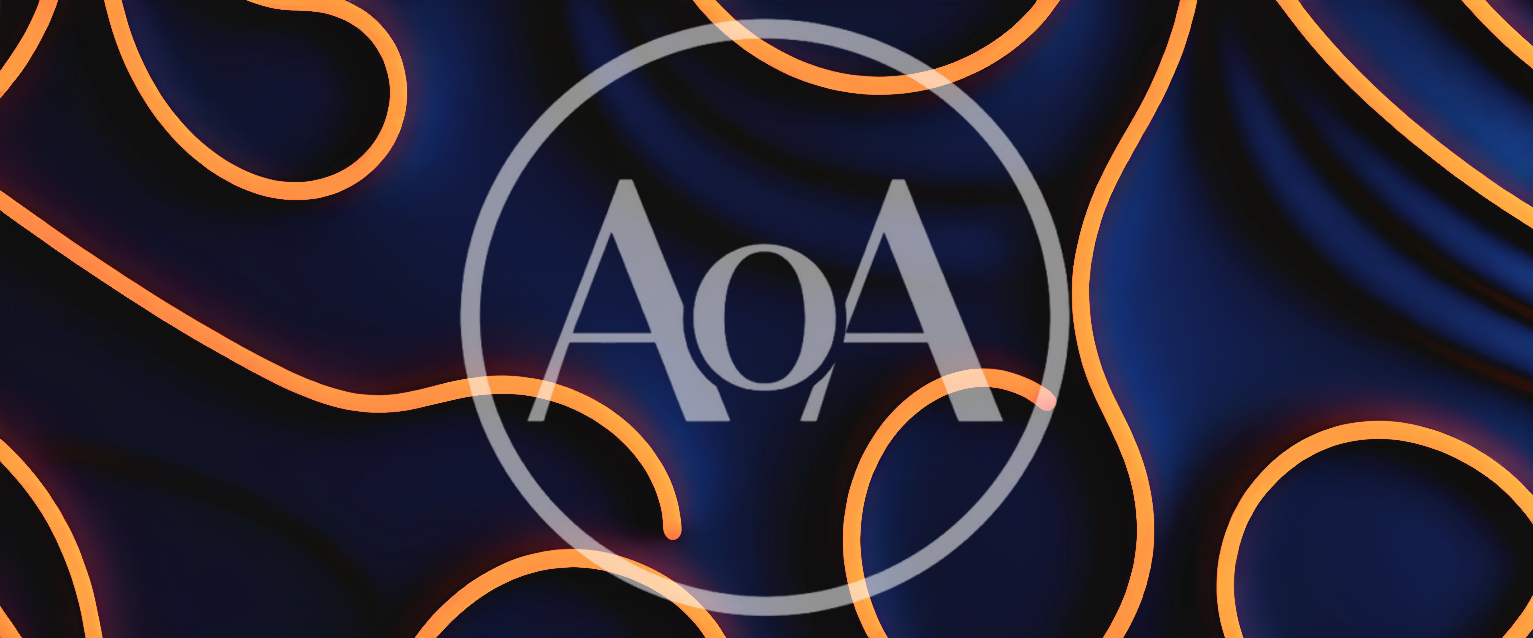 Abstract Glowing Orange Neon Lines On Dark Blue Background