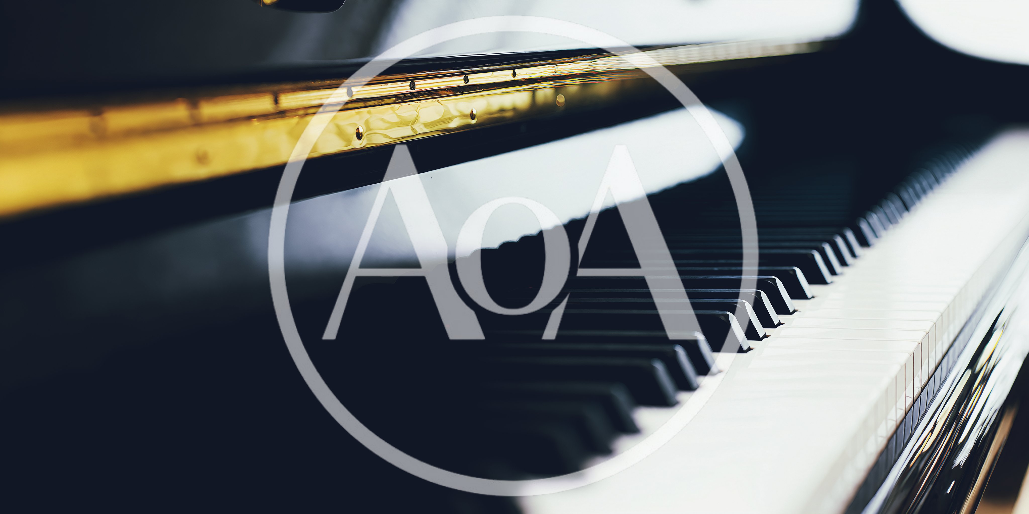 Close Up Of Grand Piano Keys And Gold Hinge