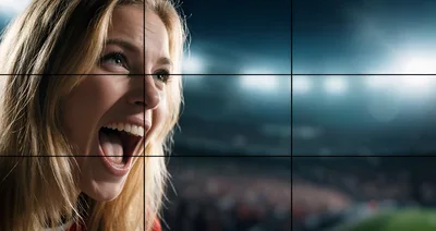 Excited Female Fan Cheering At Sports Stadium