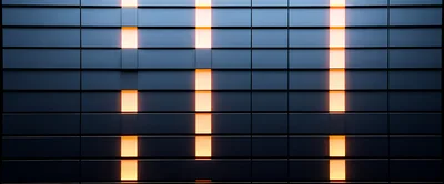 Abstract Dark Wall With Glowing Orange Vertical Light Strips