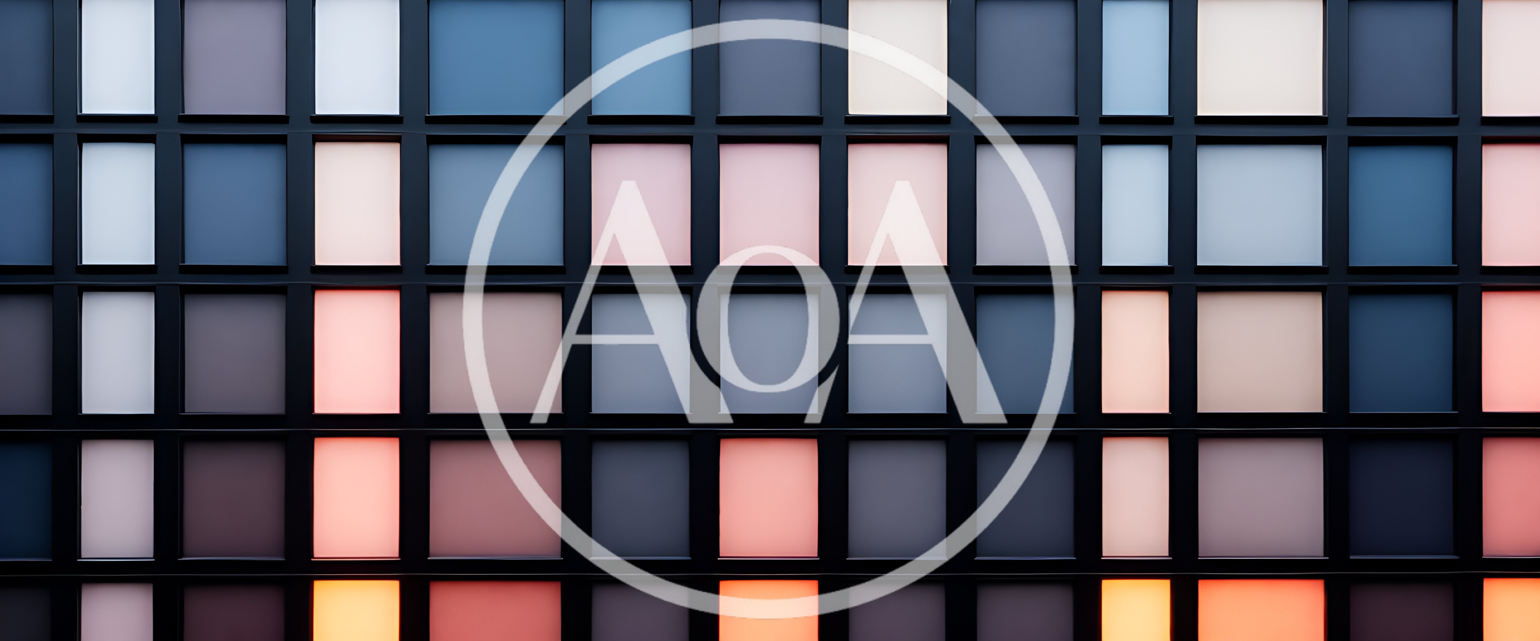Abstract Grid Wall With Glowing Rectangular Panels
