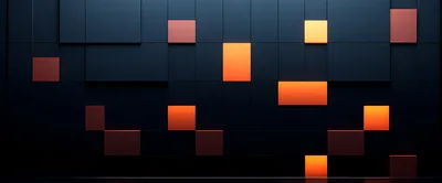 Abstract Dark Wall With Glowing Orange Rectangular Panels