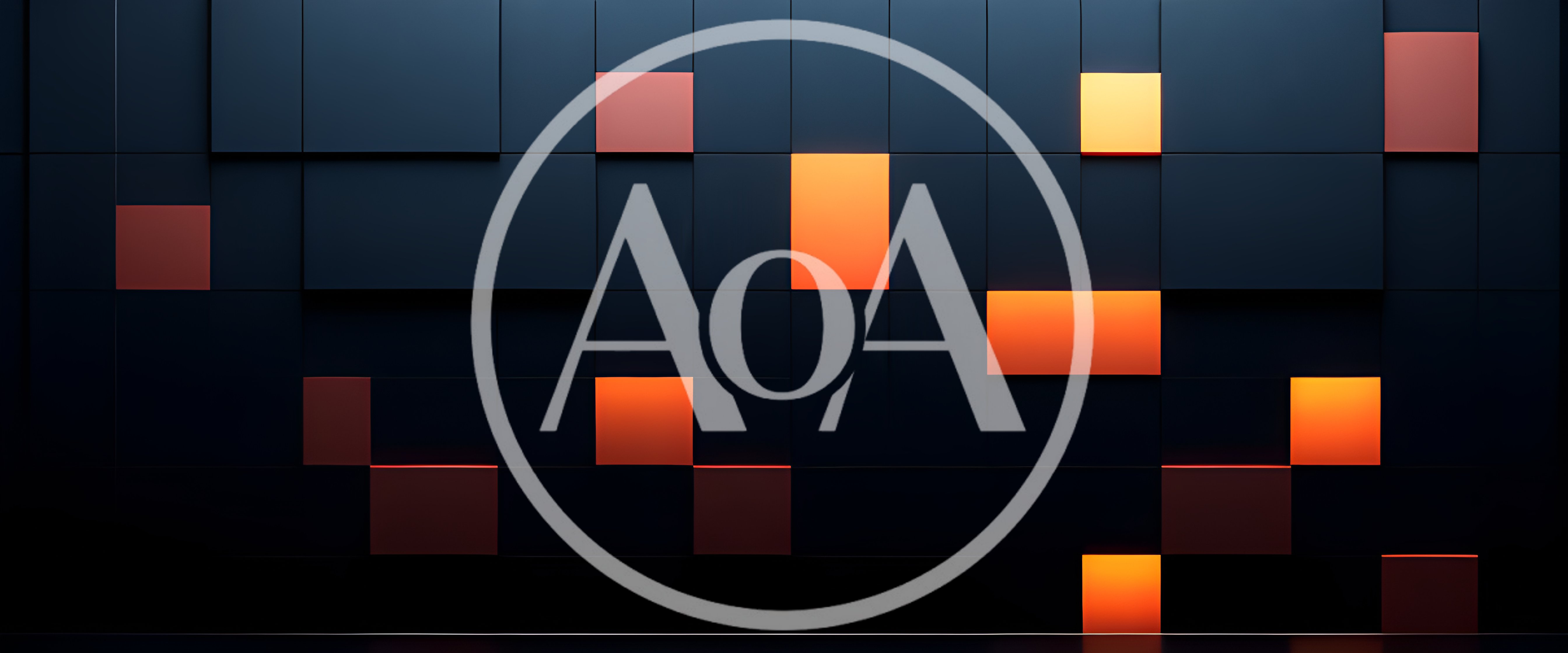Abstract Dark Wall With Glowing Orange Rectangular Panels