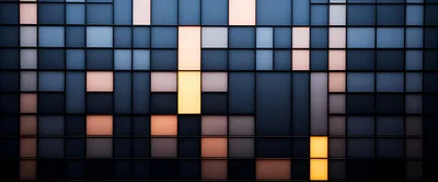 Abstract Grid Wall With Glowing Rectangular Panels