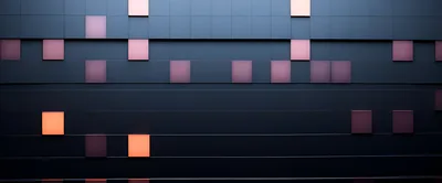 Abstract Dark Wall With Glowing Geometric Square Panels