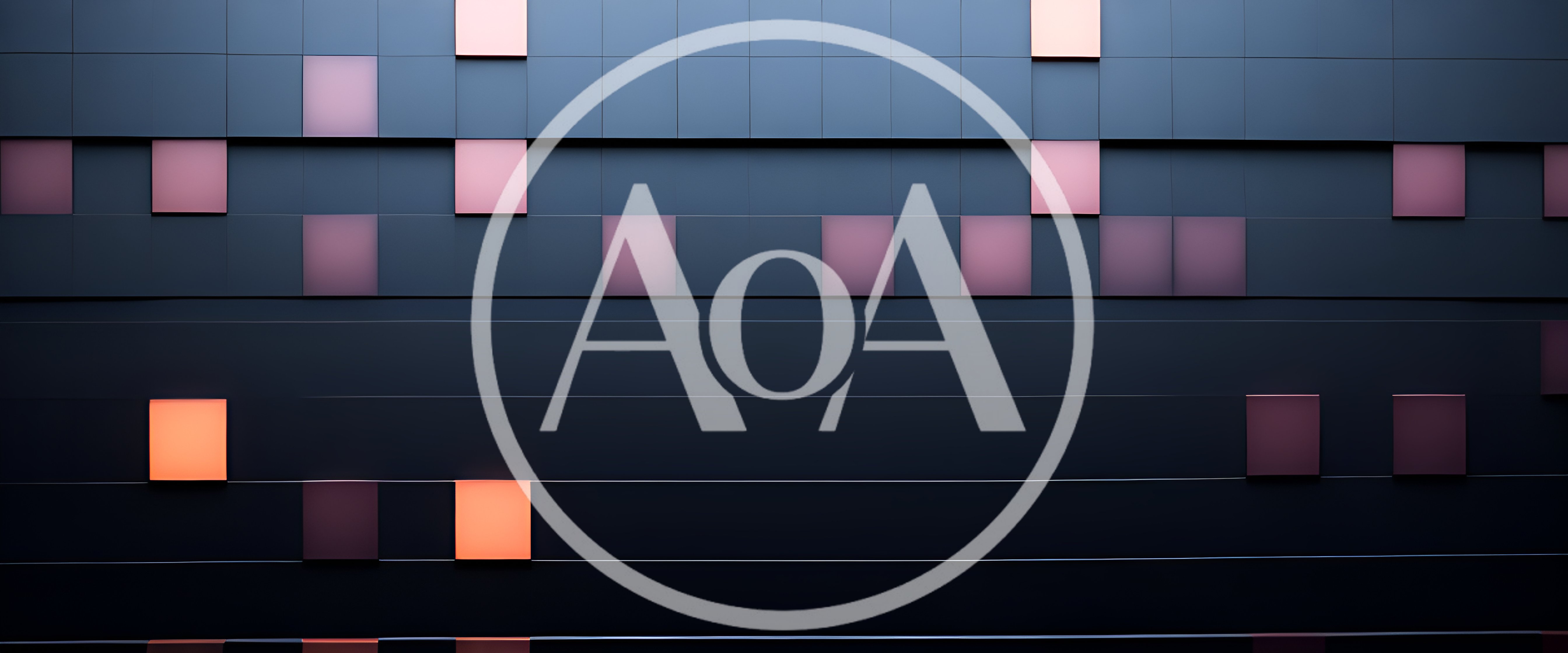 Abstract Dark Wall With Glowing Geometric Square Panels