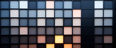 Abstract Grid Wall With Glowing Square Light Panels