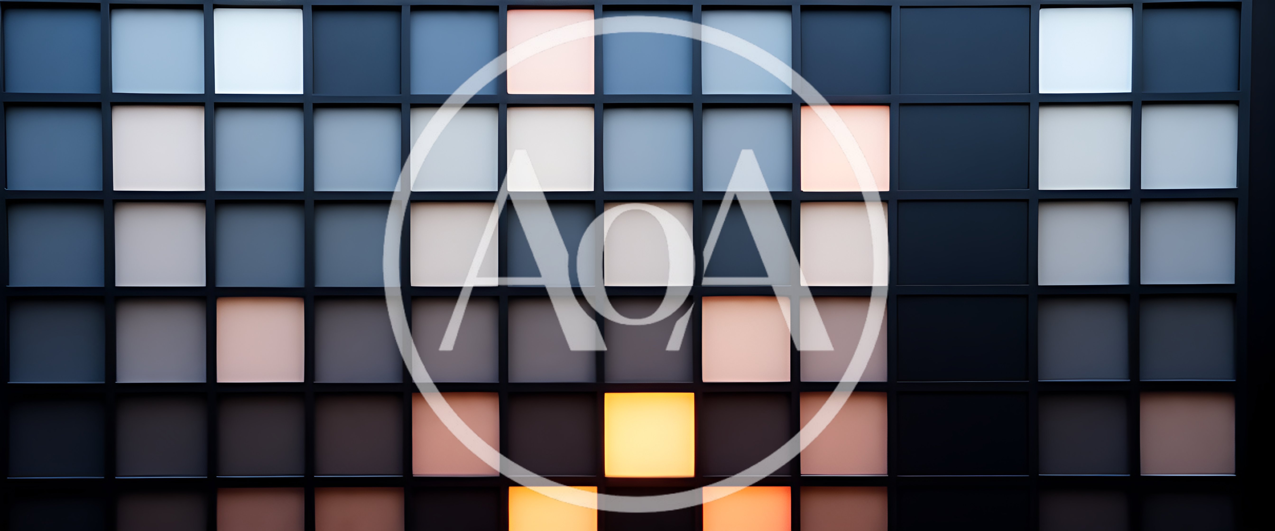 Abstract Grid Wall With Glowing Square Light Panels