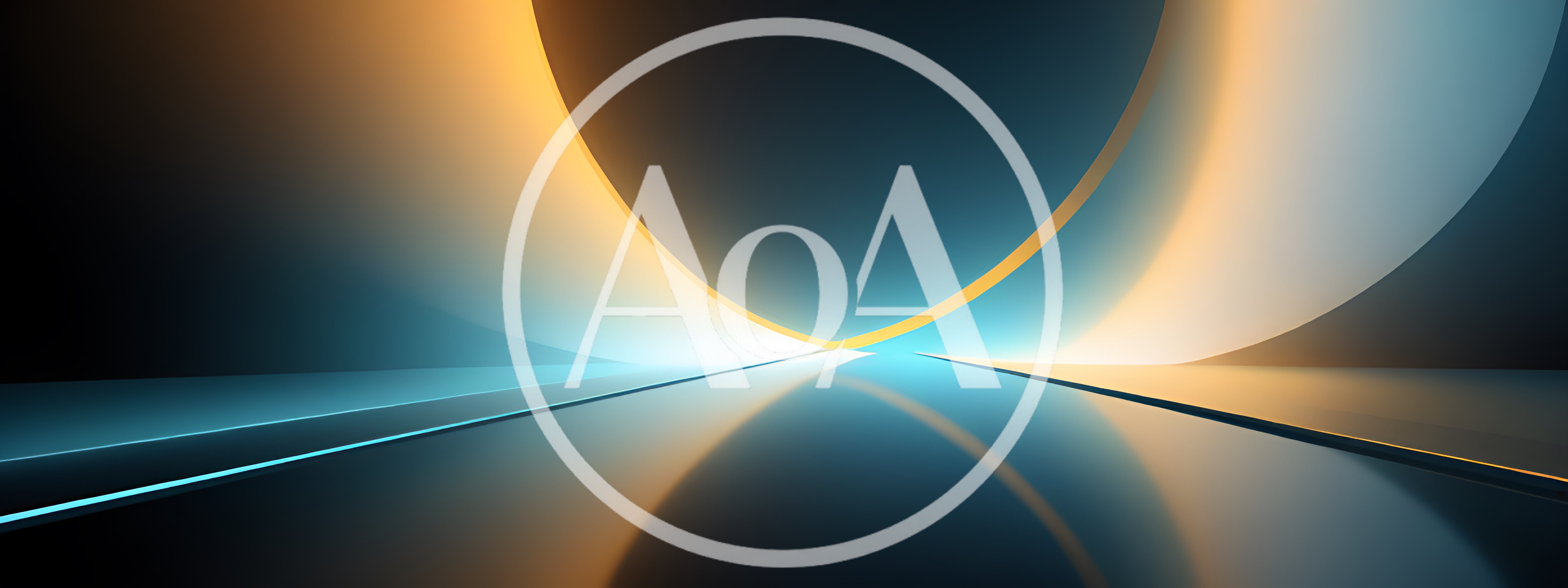 Abstract Futuristic Curved Tunnel With Glowing Golden Light