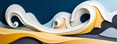 Abstract 3D Paper Cutout Wave Design
