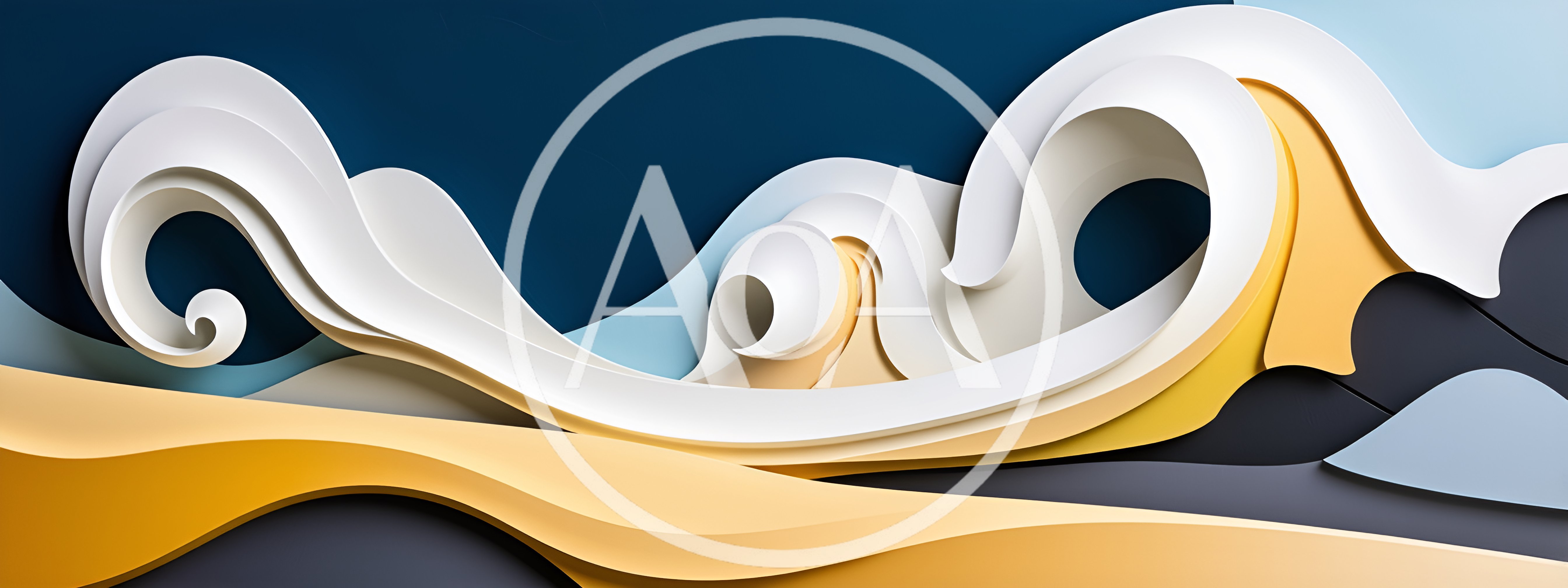 Abstract 3D Paper Cutout Wave Design