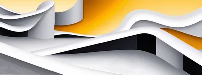 Abstract 3D Geometric Waves With Yellow Gradient Background