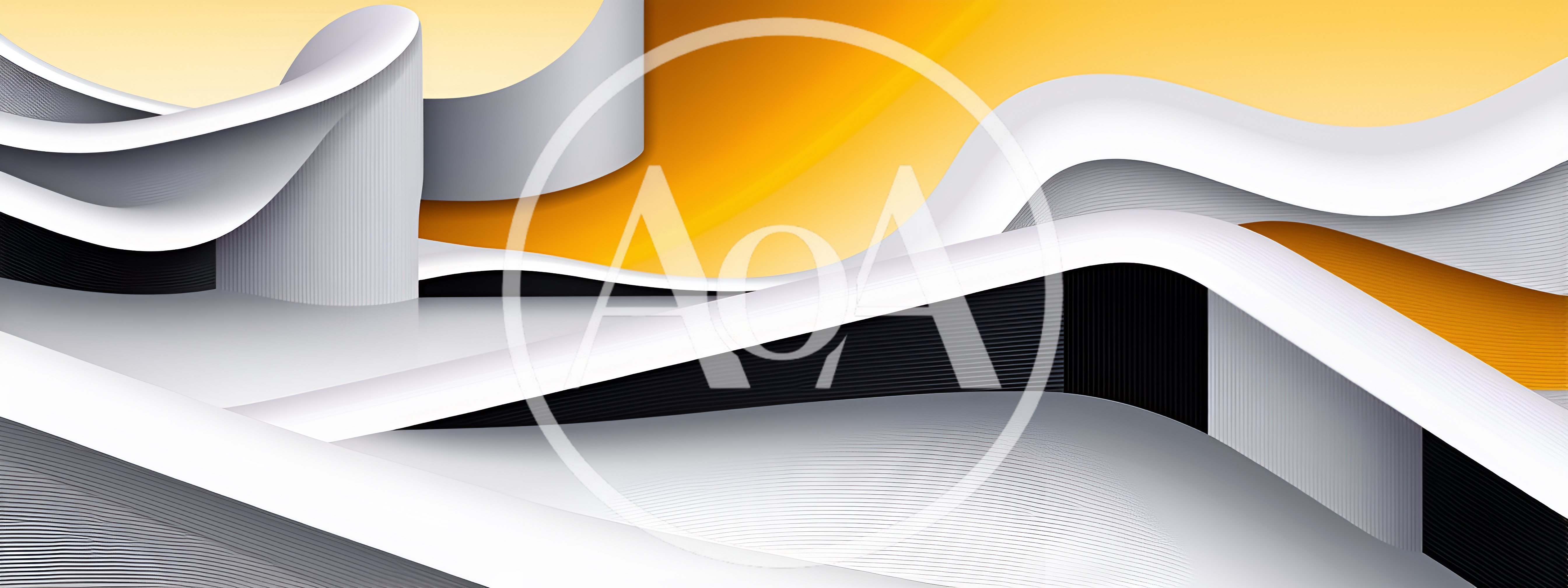 Abstract 3D Geometric Waves With Yellow Gradient Background