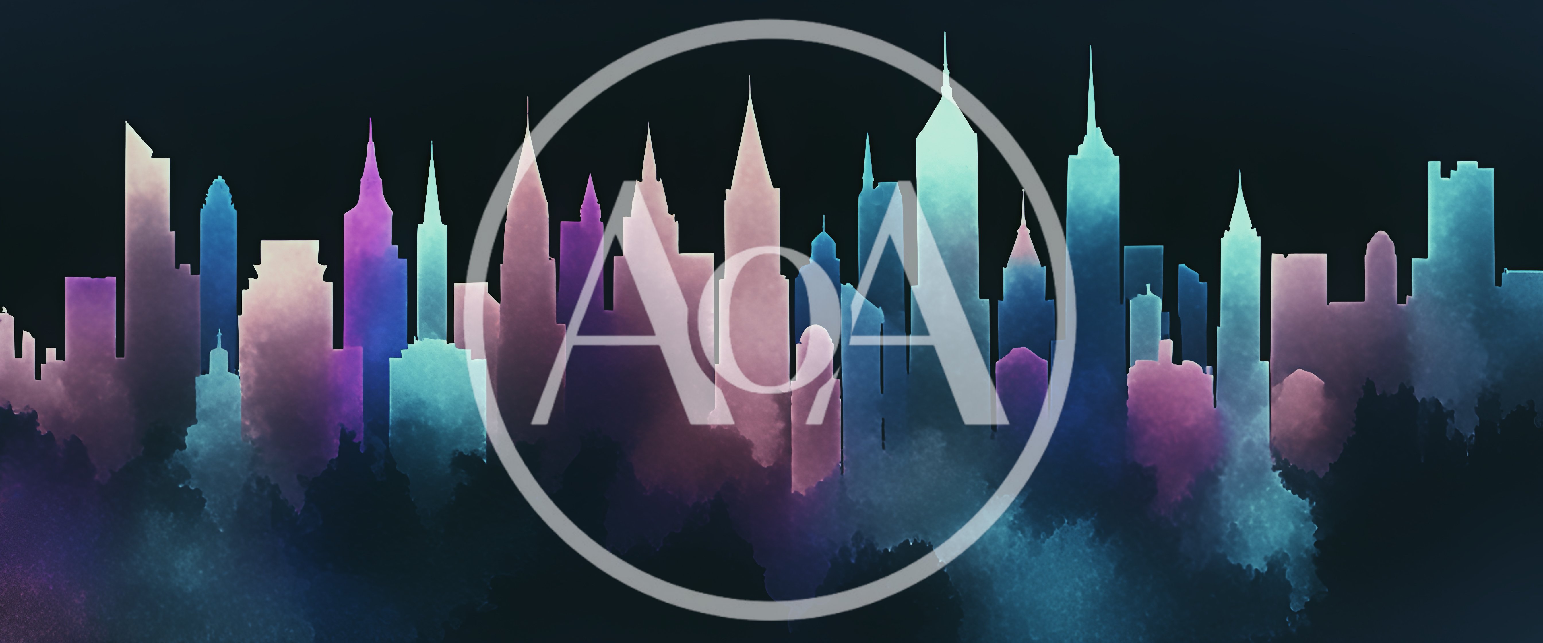 Watercolor City Skyline Silhouette With Vibrant Gradient Colors