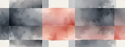 Abstract Watercolor Grid Pattern With Grey And Coral Tones