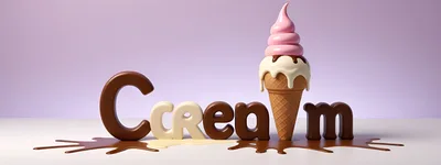 3D Rendered Ice Cream Text Typography