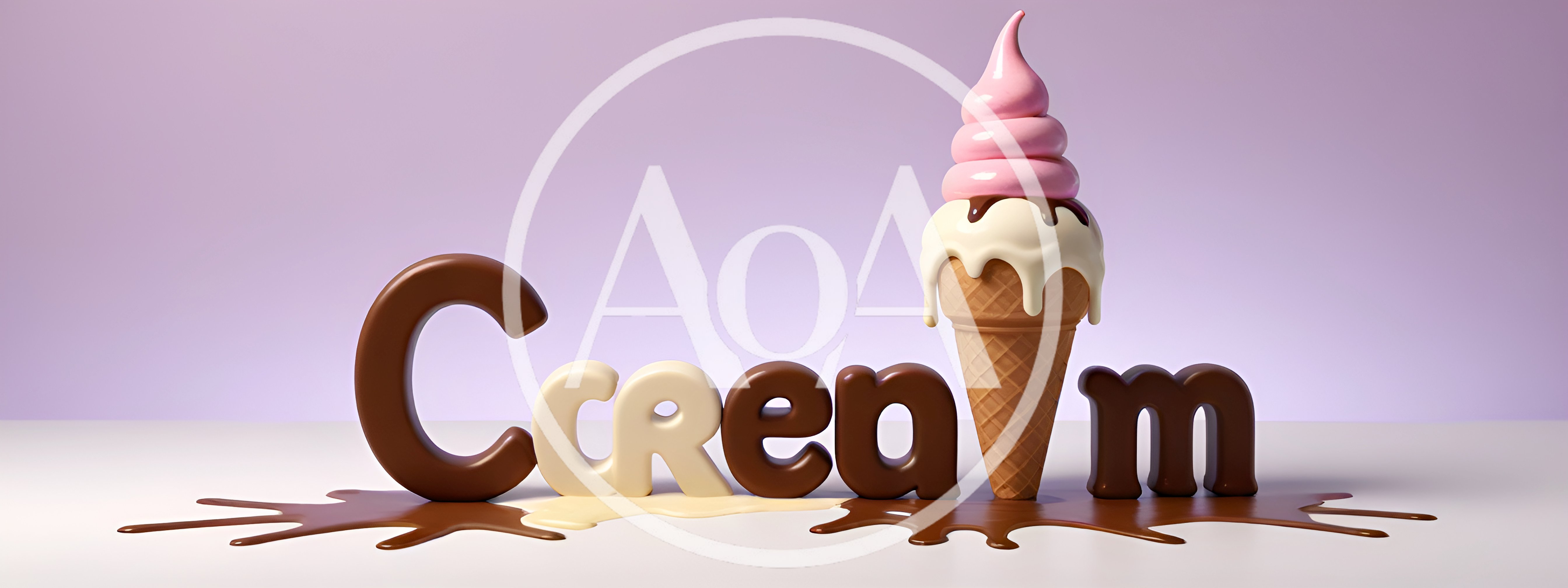 3D Rendered Ice Cream Text Typography