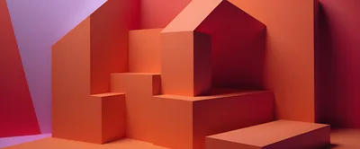 Abstract Geometric Orange Shapes And Platforms
