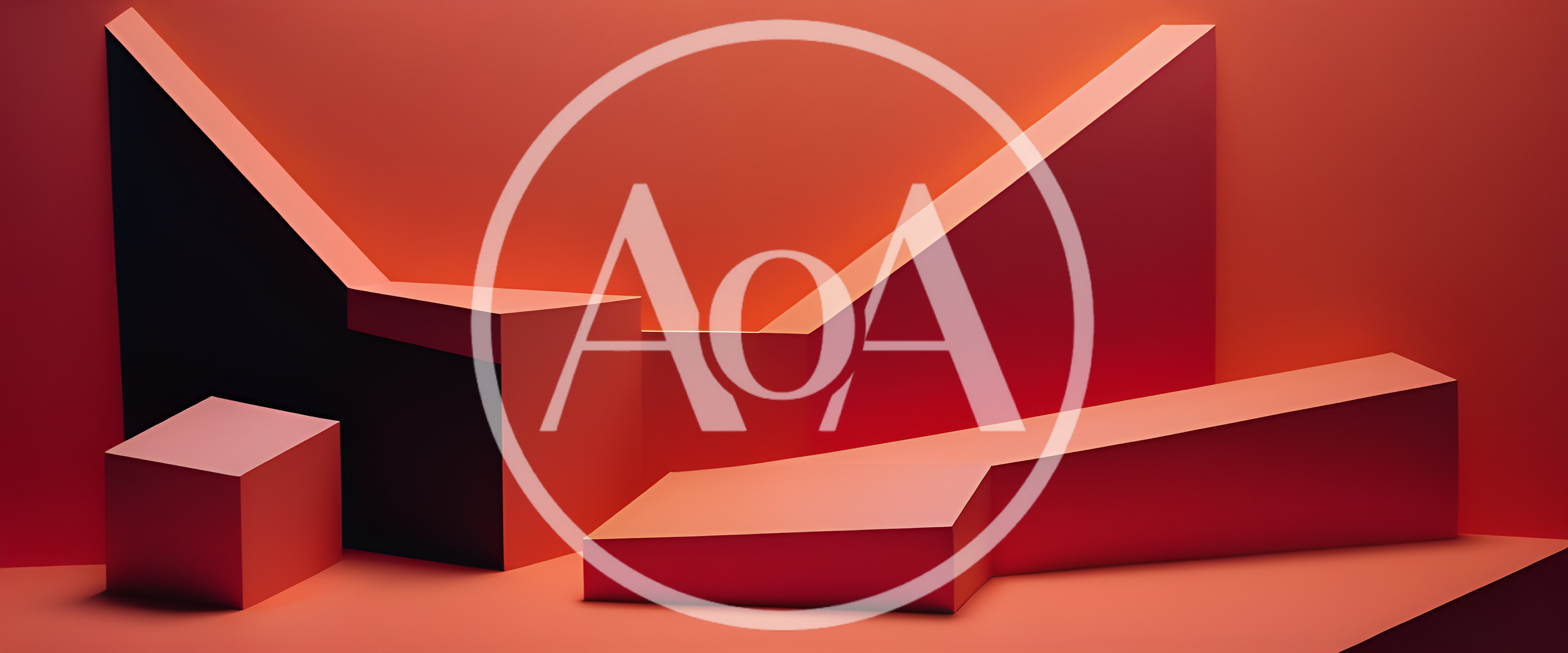 Abstract Geometric Podium Display In Vibrant Orange