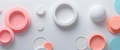 Abstract 3D Geometric Shapes On White Background