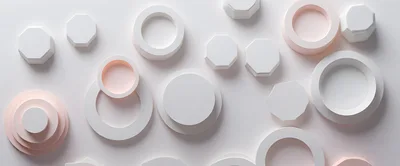 Abstract 3D Geometric Shapes On White Background