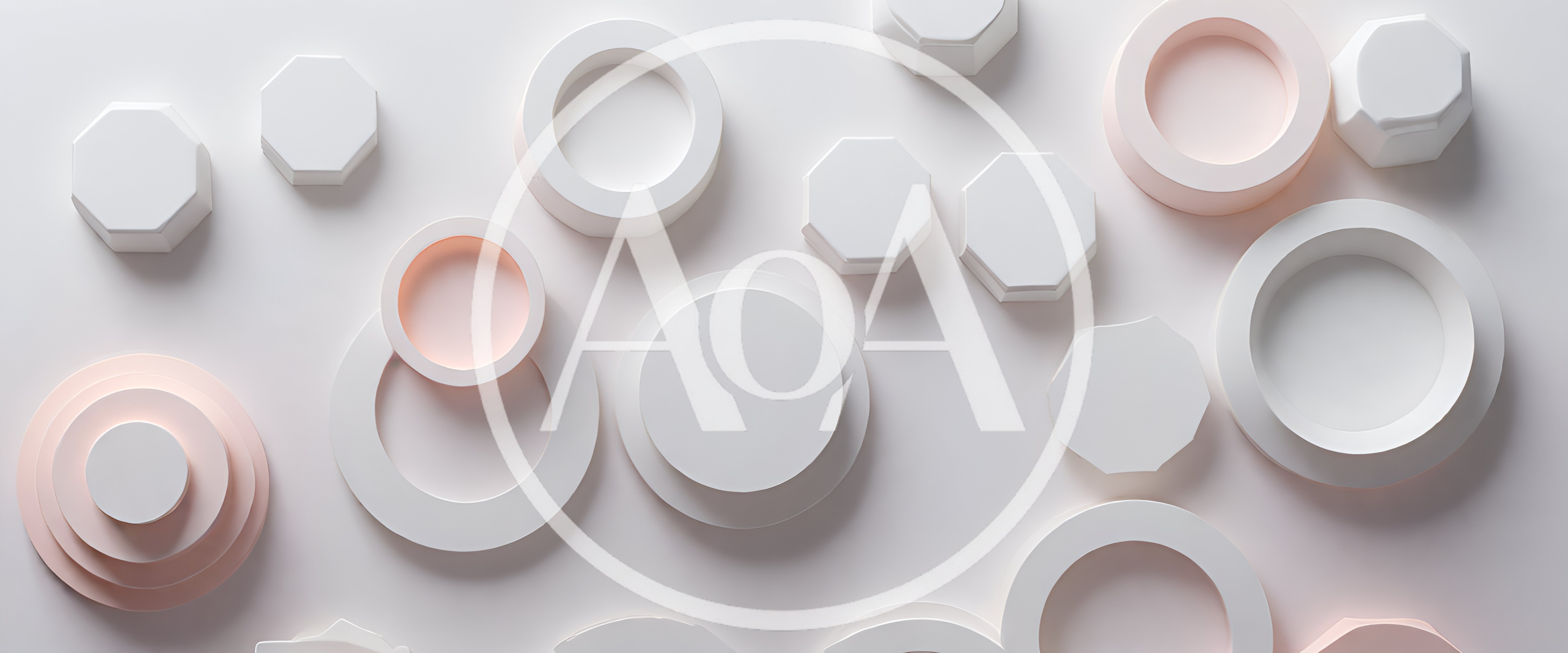 Abstract 3D Geometric Shapes On White Background