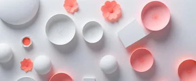 Minimalist Flat Lay With Geometric Shapes And Paper Flowers