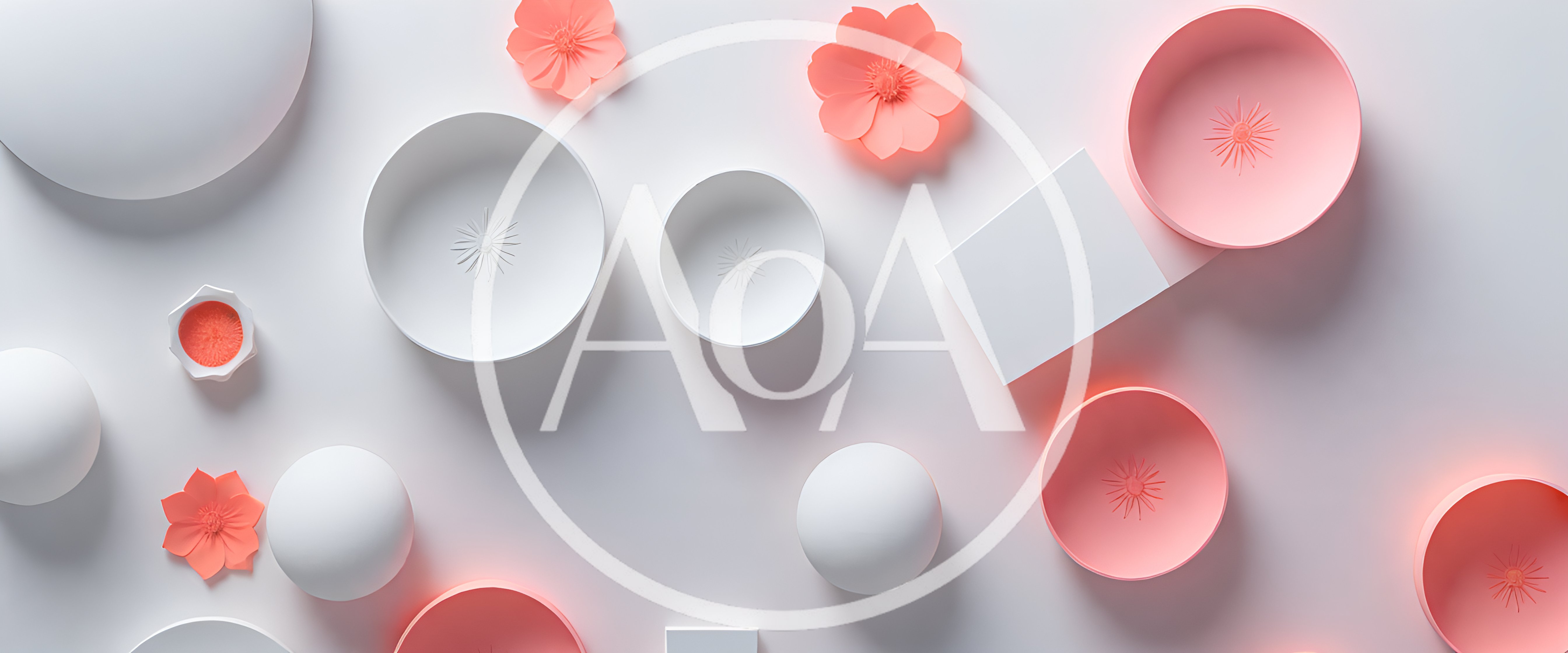 Minimalist Flat Lay With Geometric Shapes And Paper Flowers