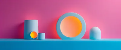 Minimalist 3D Geometric Shapes With Soft Neon Lighting
