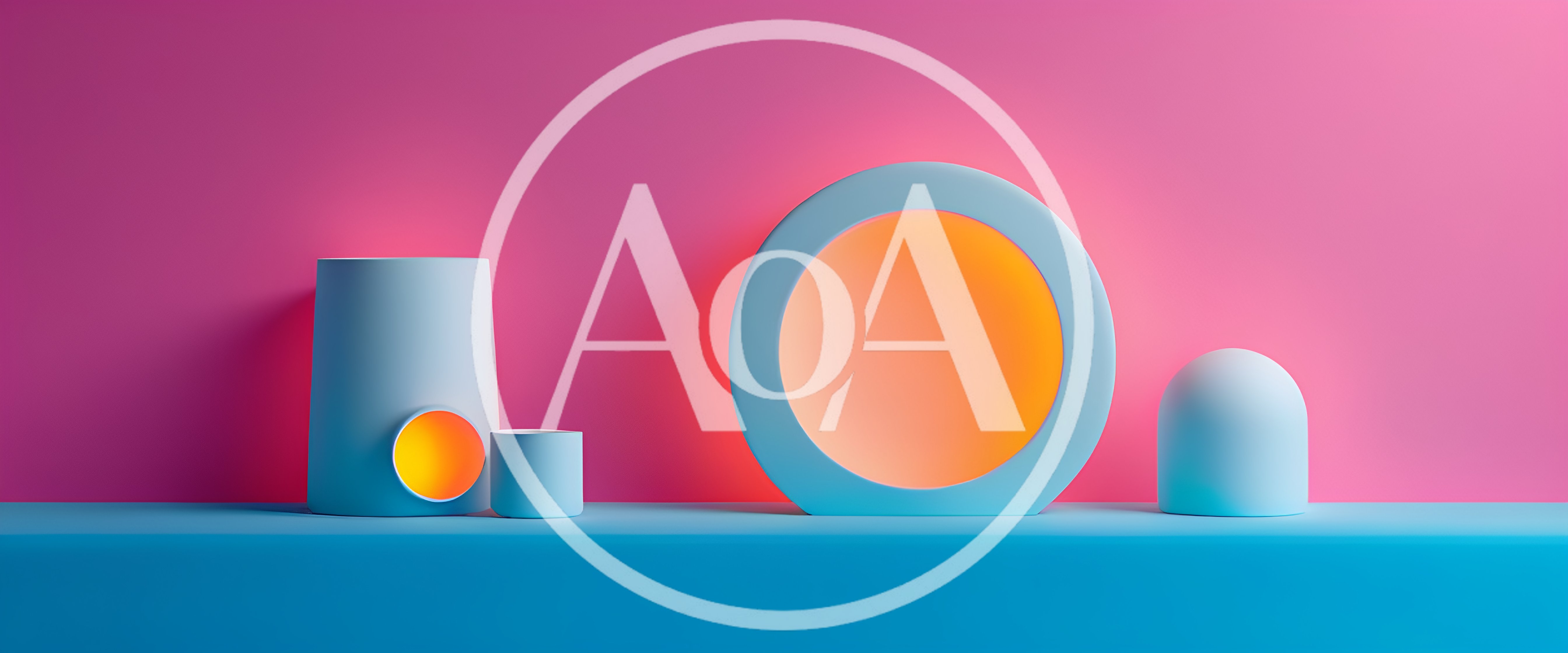 Minimalist 3D Geometric Shapes With Soft Neon Lighting