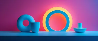 Minimalist Abstract Geometric Shapes With Neon Lighting