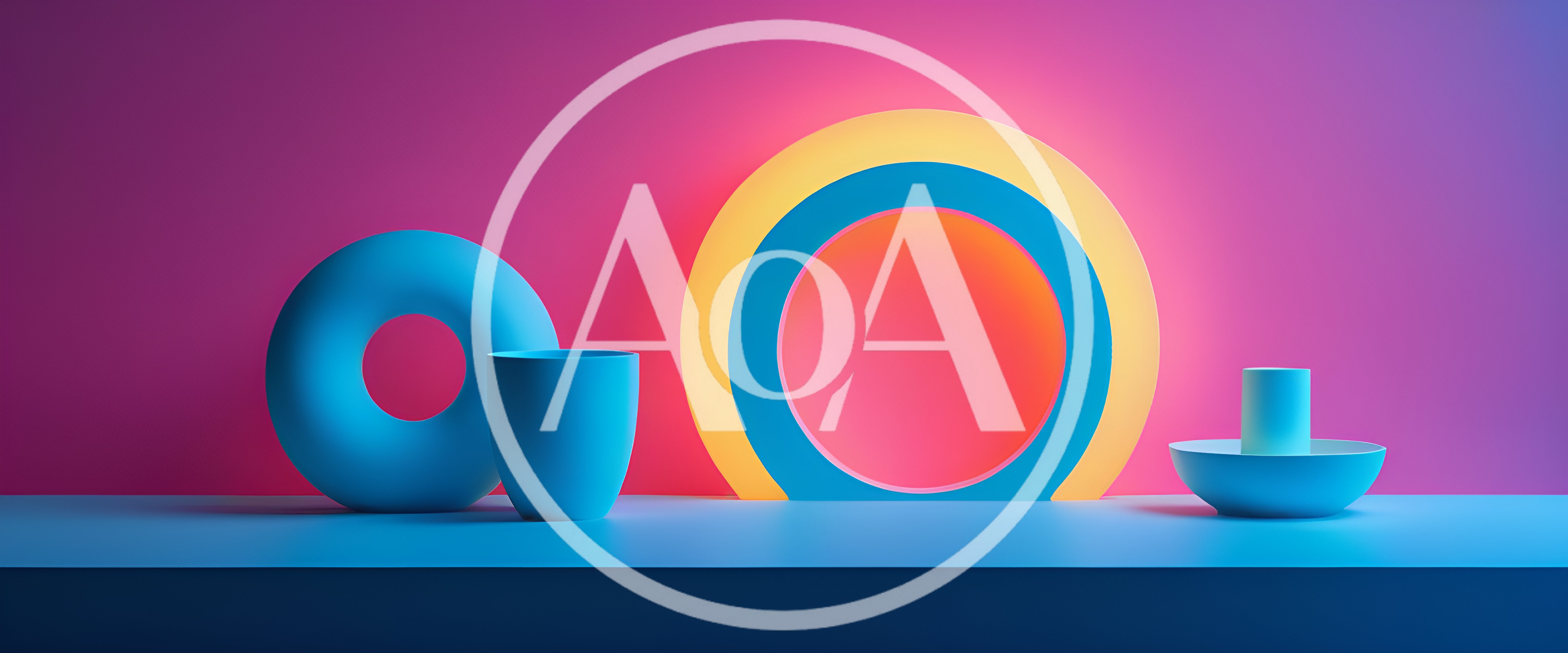Minimalist Abstract Geometric Shapes With Neon Lighting