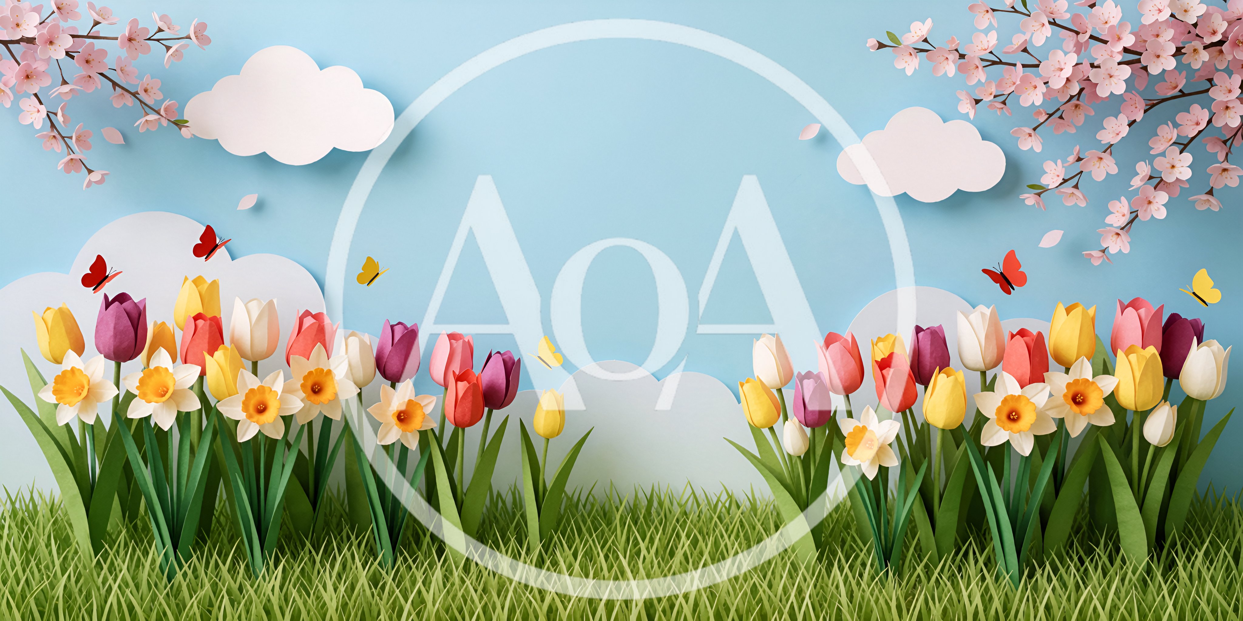 Paper Craft Spring Garden With Tulips And Daffodils