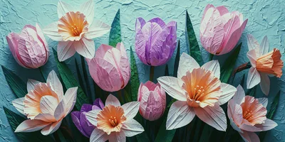 Paper Craft Daffodils And Tulips Floral Arrangement