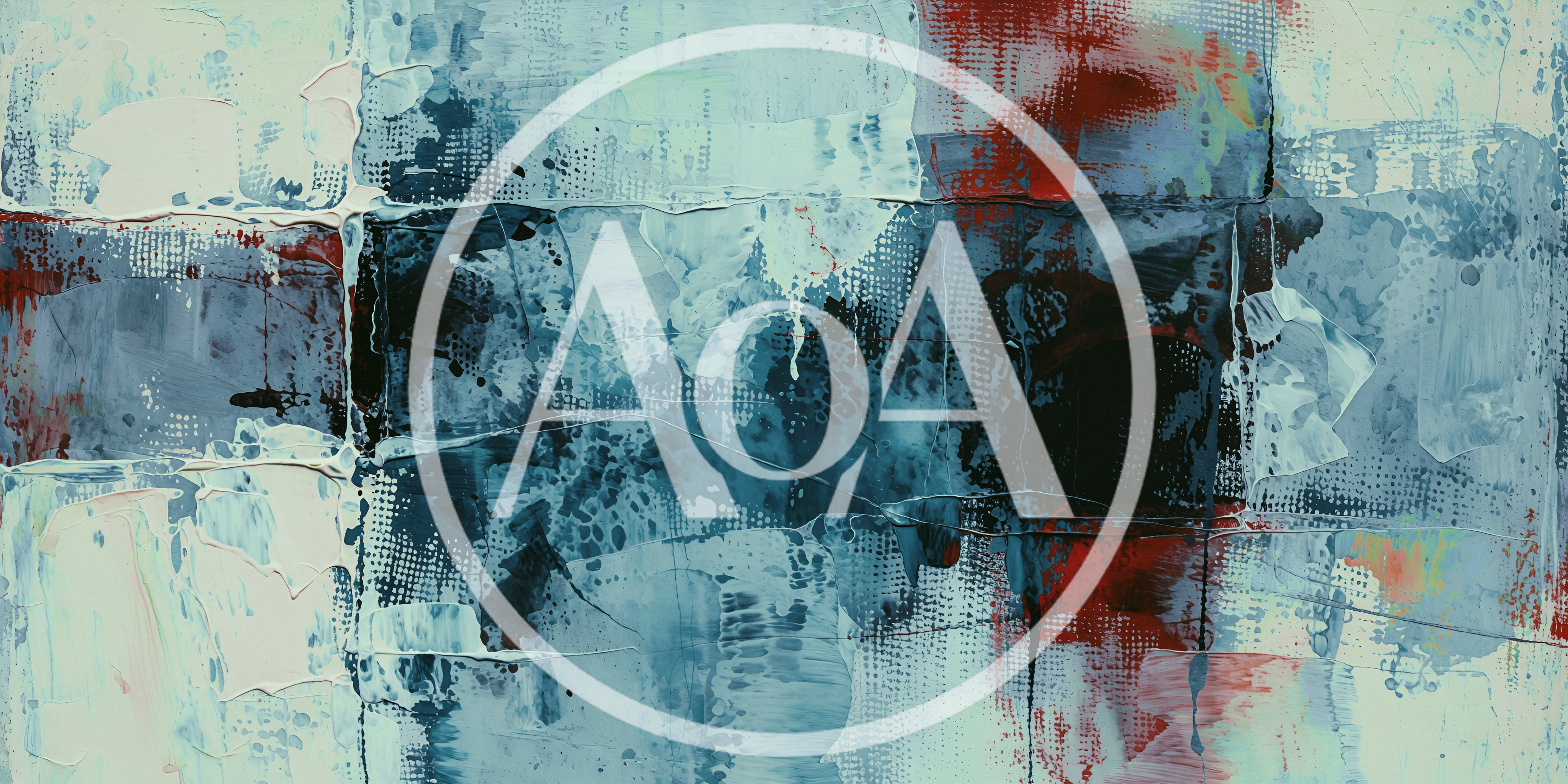 Abstract Oil Painting With Blue And Red Tones