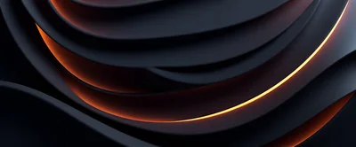 Abstract Dark Waves With Glowing Orange Light Accents