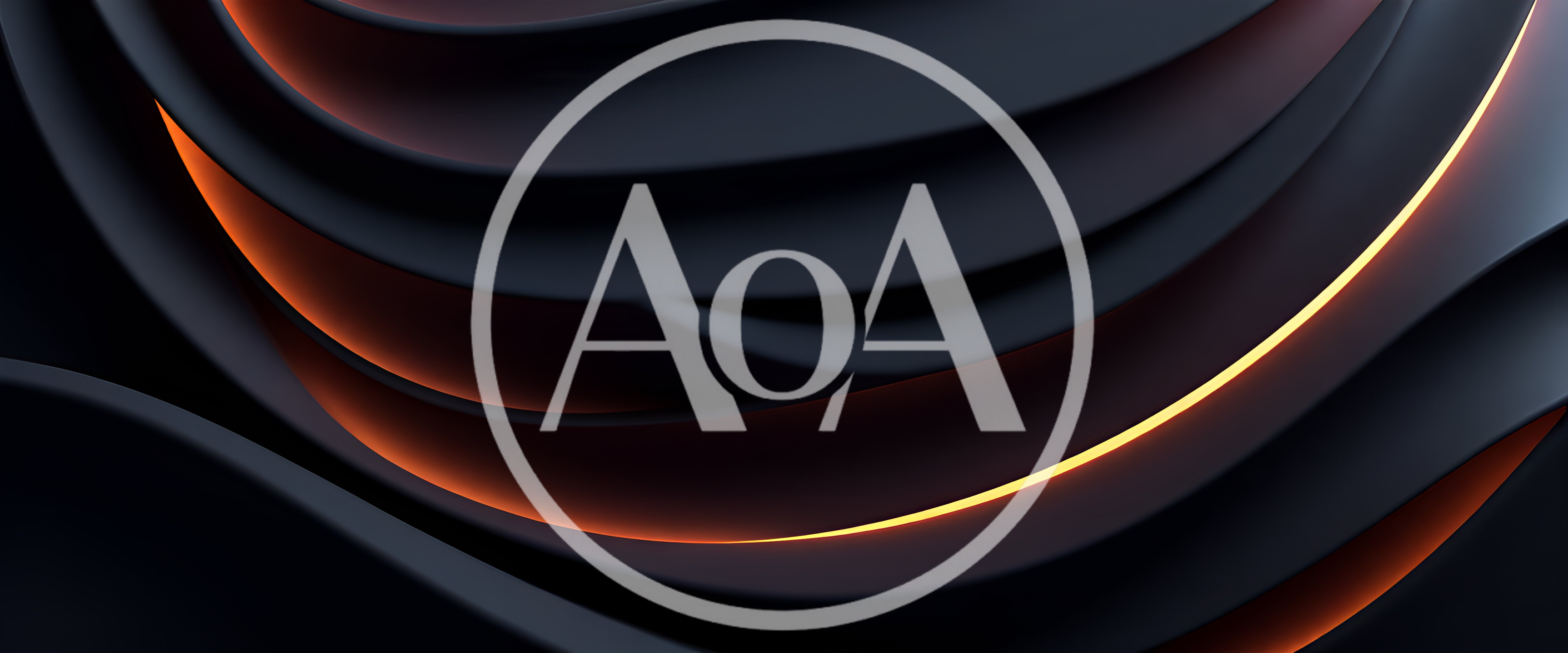 Abstract Dark Waves With Glowing Orange Light Accents
