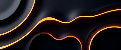 Abstract Dark Background With Glowing Orange Neon Waves