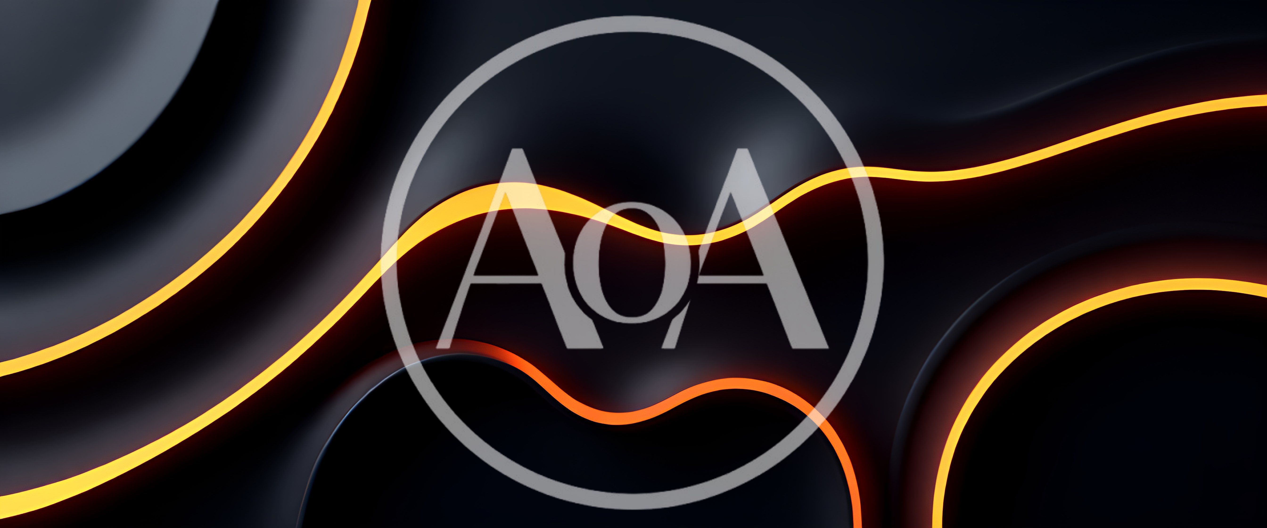 Abstract Dark Background With Glowing Orange Neon Waves