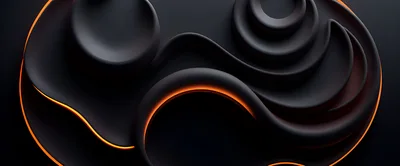 Abstract Dark 3D Background With Glowing Orange Edges