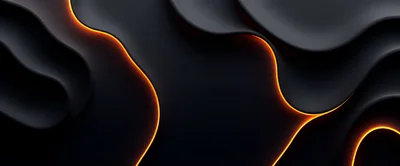 Abstract Dark Liquid Waves With Glowing Orange Edges