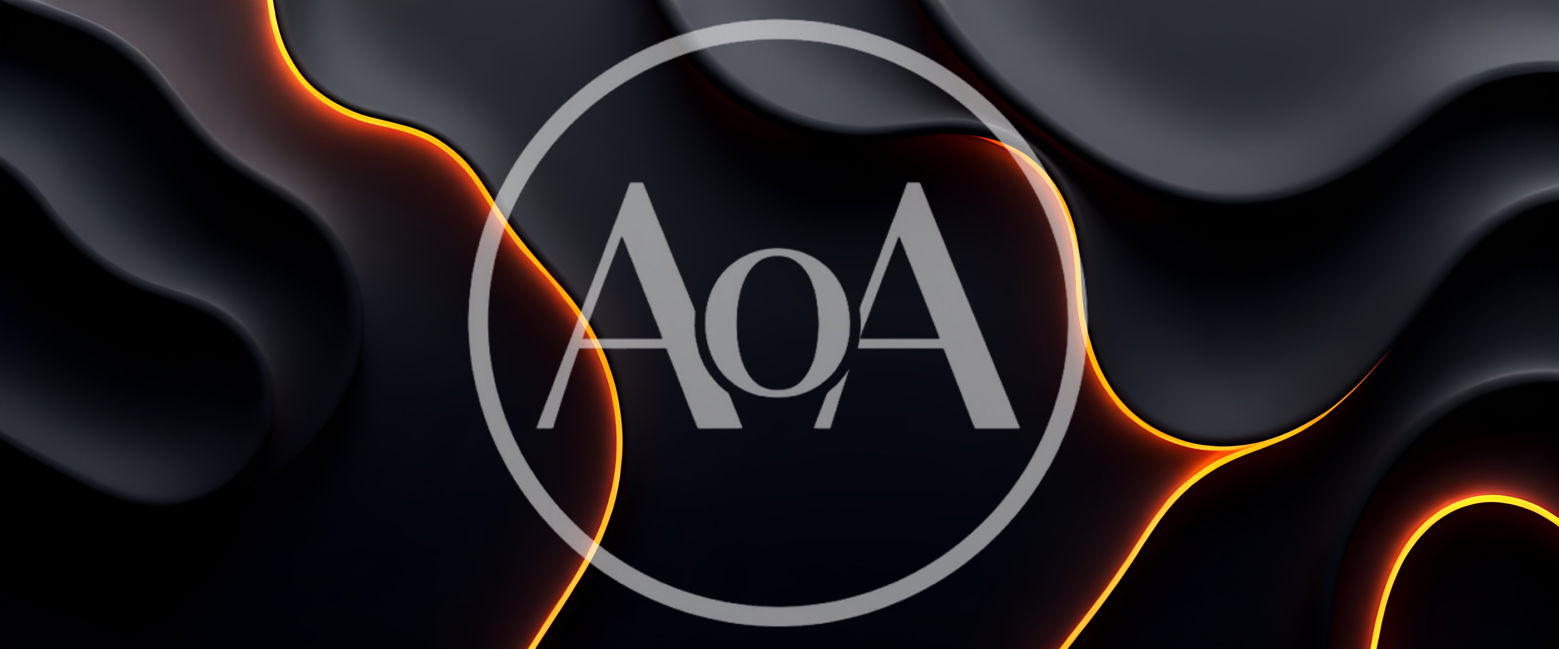 Abstract Dark Liquid Waves With Glowing Orange Edges