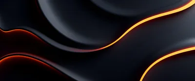 Abstract Dark Background With Glowing Orange Neon Curves